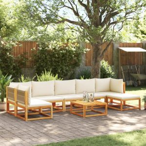 Set Divano Da Giardino 8pz Con Cuscini Legno Massello Di Acacia