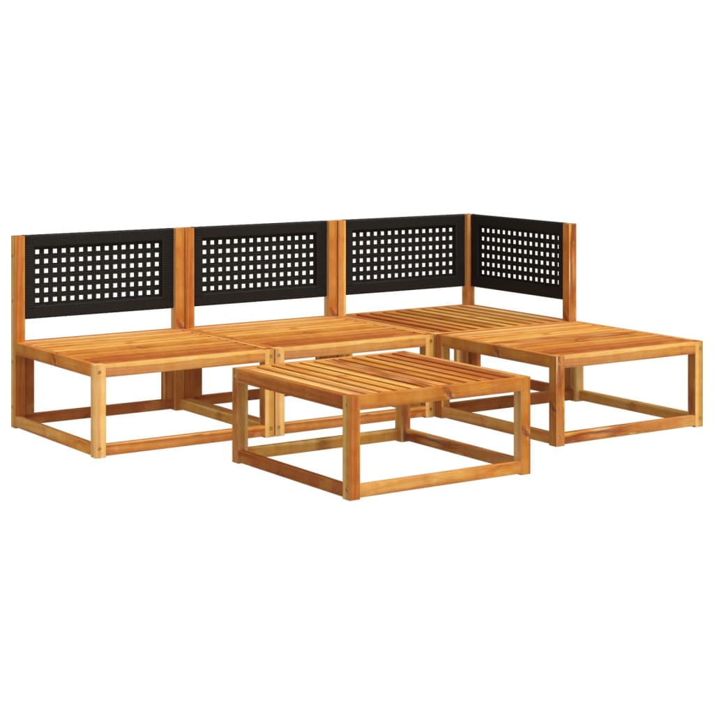 Set Divano Da Giardino 5 Pz Con Cuscini Legno Massello Acacia - Image 3