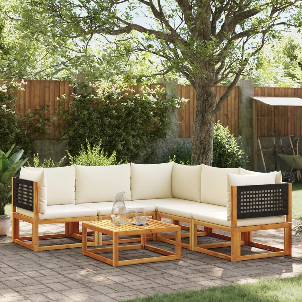 Set Divano Da Giardino 6 Pz Con Cuscini In Massello Di Acacia