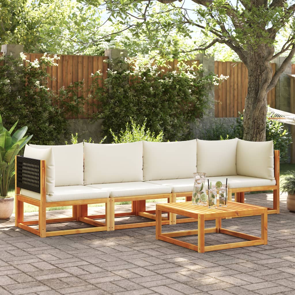 Set Divani Da Giardino 4pz Con Cuscini Legno Massello Di Acacia