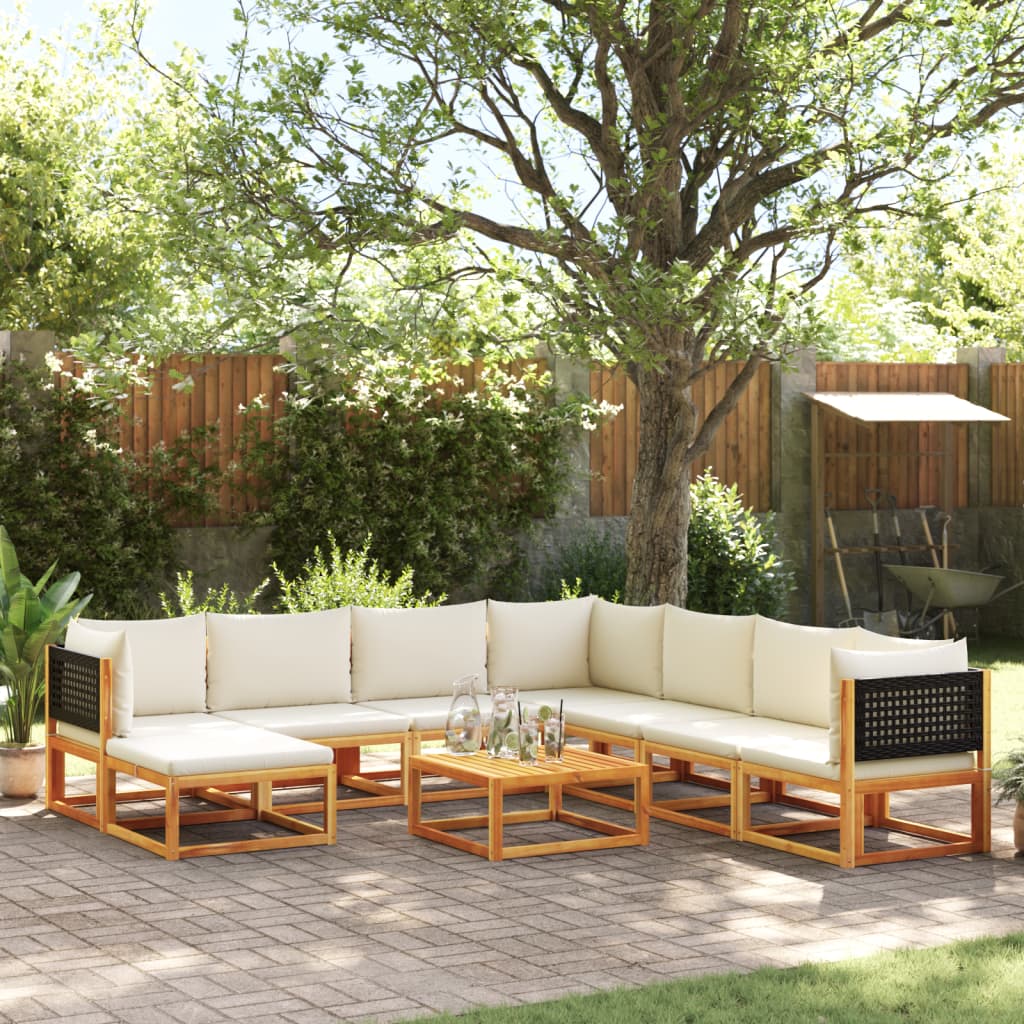 Set Divano Giardino 9 Pz Con Cuscini Legno Massello Di Acacia