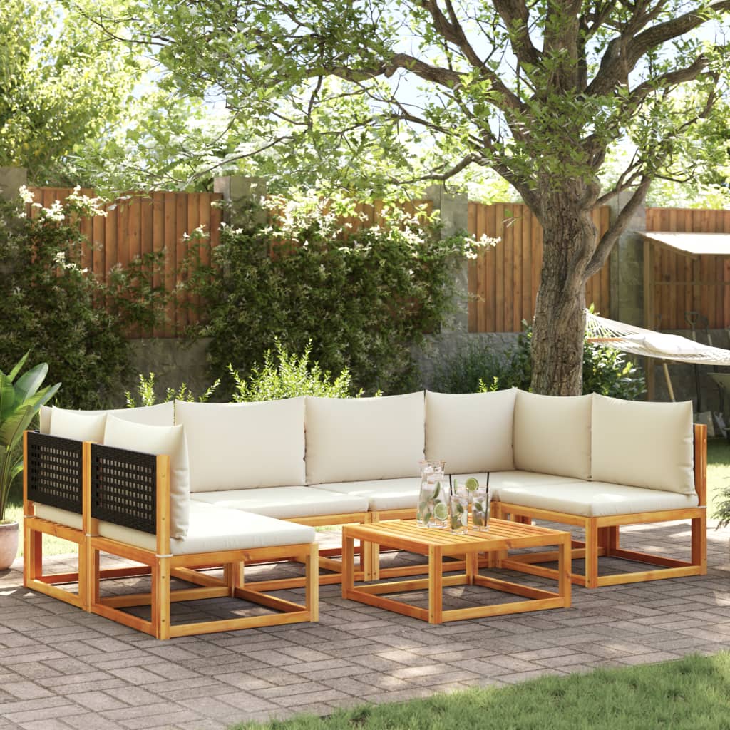 Set Divano Da Giardino 7 Pz Con Cuscini Legno Massello Acacia