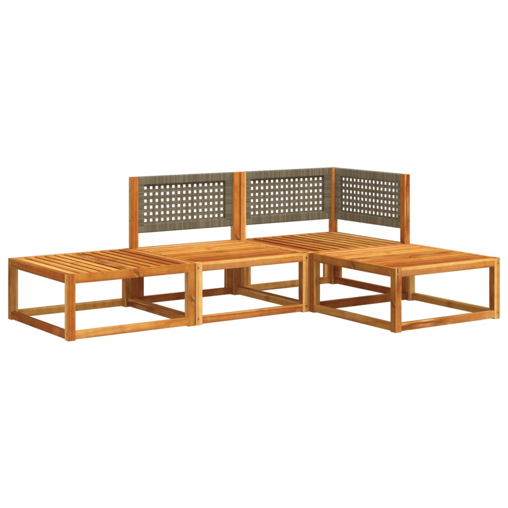 Set Divani Da Giardino 4pz Con Cuscini Legno Massello Di Acacia - Image 3