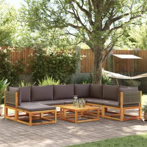 Set Divano Da Giardino 8pz Con Cuscini Legno Massello Di Acacia