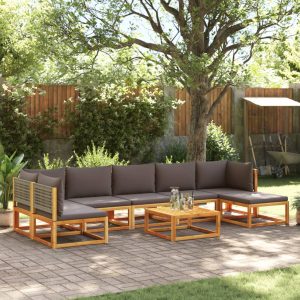 Set Divano Da Giardino 8pz Con Cuscini Legno Massello Di Acacia