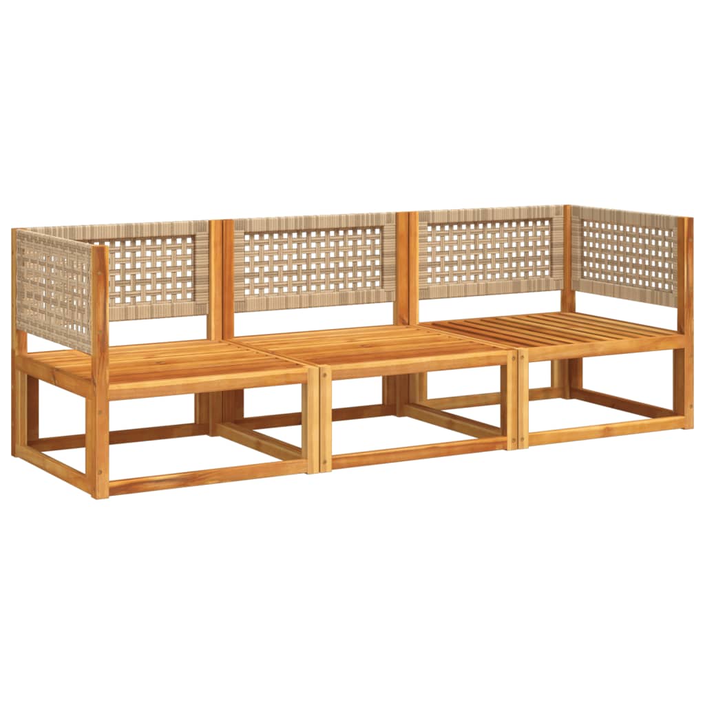 Set Divano Da Giardino 3pz Con Cuscini Legno Massello Di Acacia - Image 3