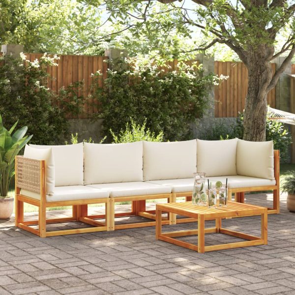 Set Divani Da Giardino 4pz Con Cuscini Legno Massello Di Acacia