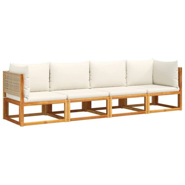 Set Divani Da Giardino 4pz Con Cuscini Legno Massello Di Acacia - Image 2