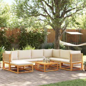Set Divano Da Giardino 8pz Con Cuscini Legno Massello Di Acacia