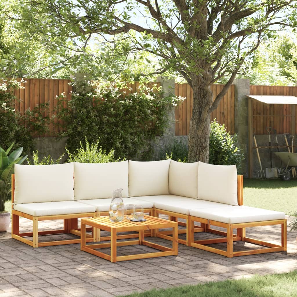 Set Divano Da Giardino 6 Pz Con Cuscini In Massello Di Acacia