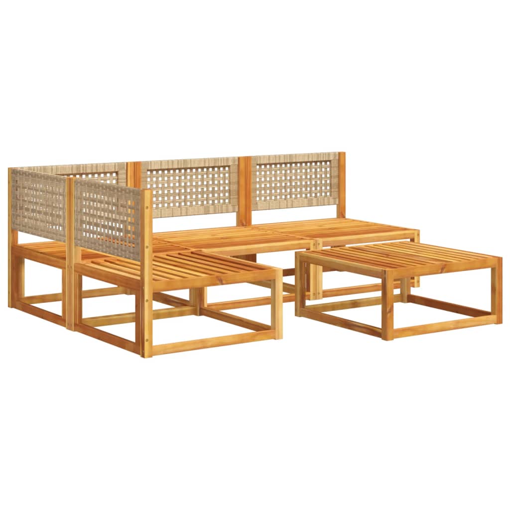 Set Divano Da Giardino 5 Pz Con Cuscini Legno Massello Acacia - Image 3