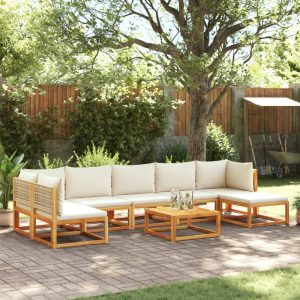 Set Divano Da Giardino 8pz Con Cuscini Legno Massello Di Acacia