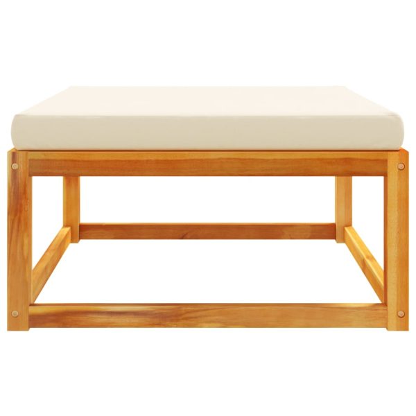 Poggiapiedi Giardino Con Cuscino 65x65x29 Legno Massello Acacia - Image 4