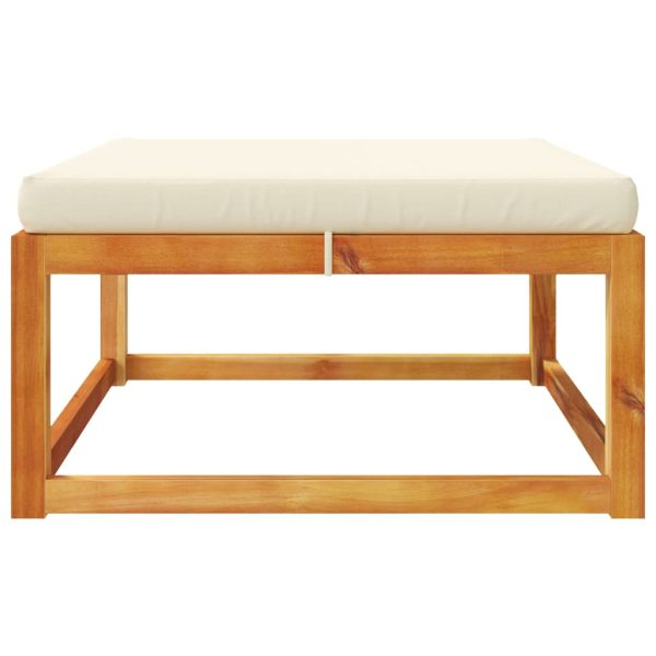 Poggiapiedi Giardino Con Cuscino 65x65x29 Legno Massello Acacia - Image 5