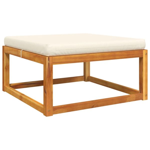 Poggiapiedi Giardino Con Cuscino 65x65x29 Legno Massello Acacia - Image 6