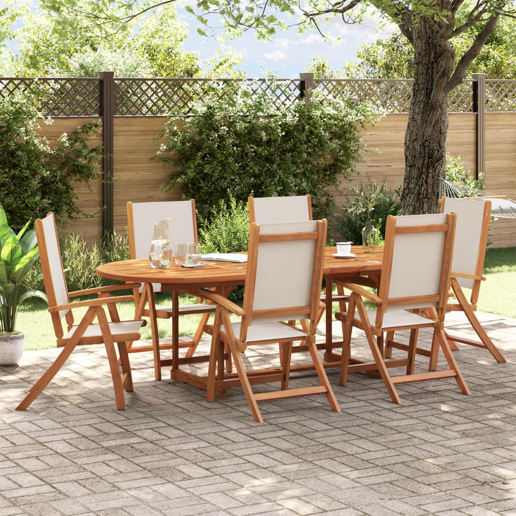 Sedie Da Giardino Pieghevoli 6 Pz Massello D'acacia E Textilene
