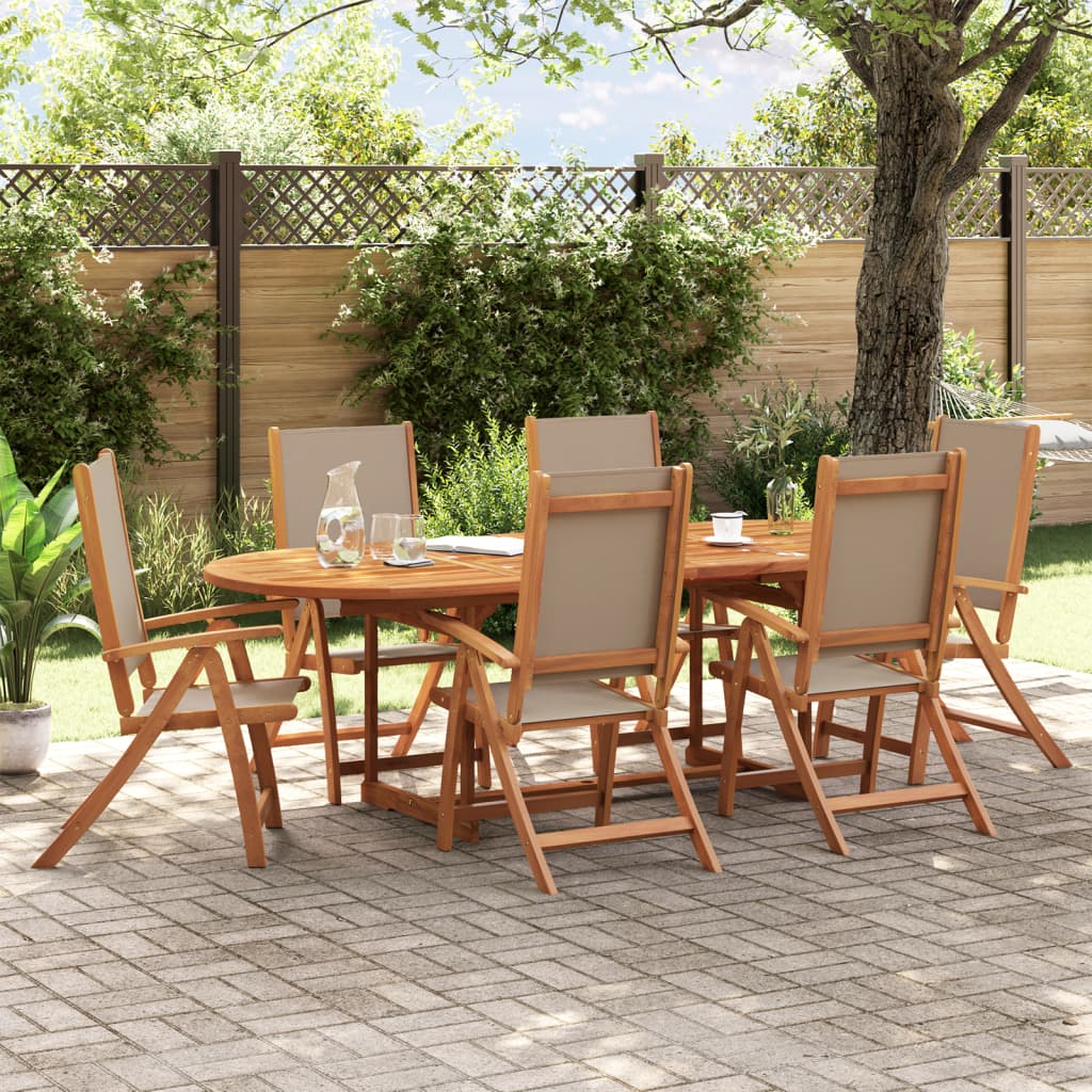 Sedie Da Giardino Pieghevoli 6 Pz Massello D'acacia E Textilene