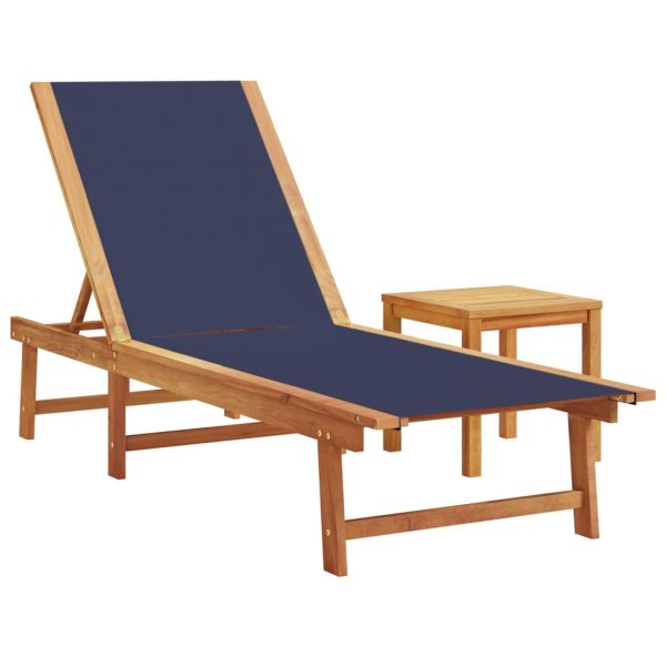Lettini Prendisole 2 Pz Con Tavolo Blu Legno Acacia E Textilene - Image 4