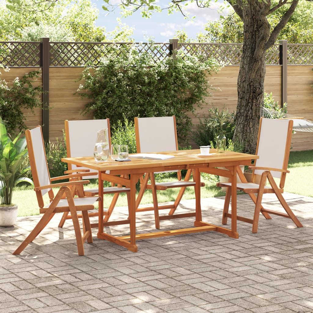 Set Pranzo Da Giardino 5pz Legno Massello Di Acacia E Textilene