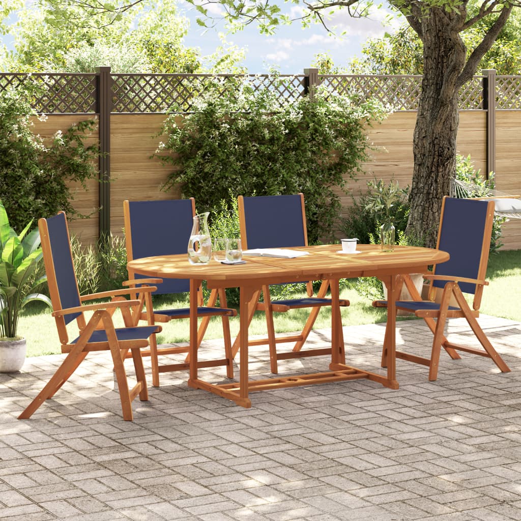 Set Pranzo Da Giardino 5pz Legno Massello Di Acacia E Textilene