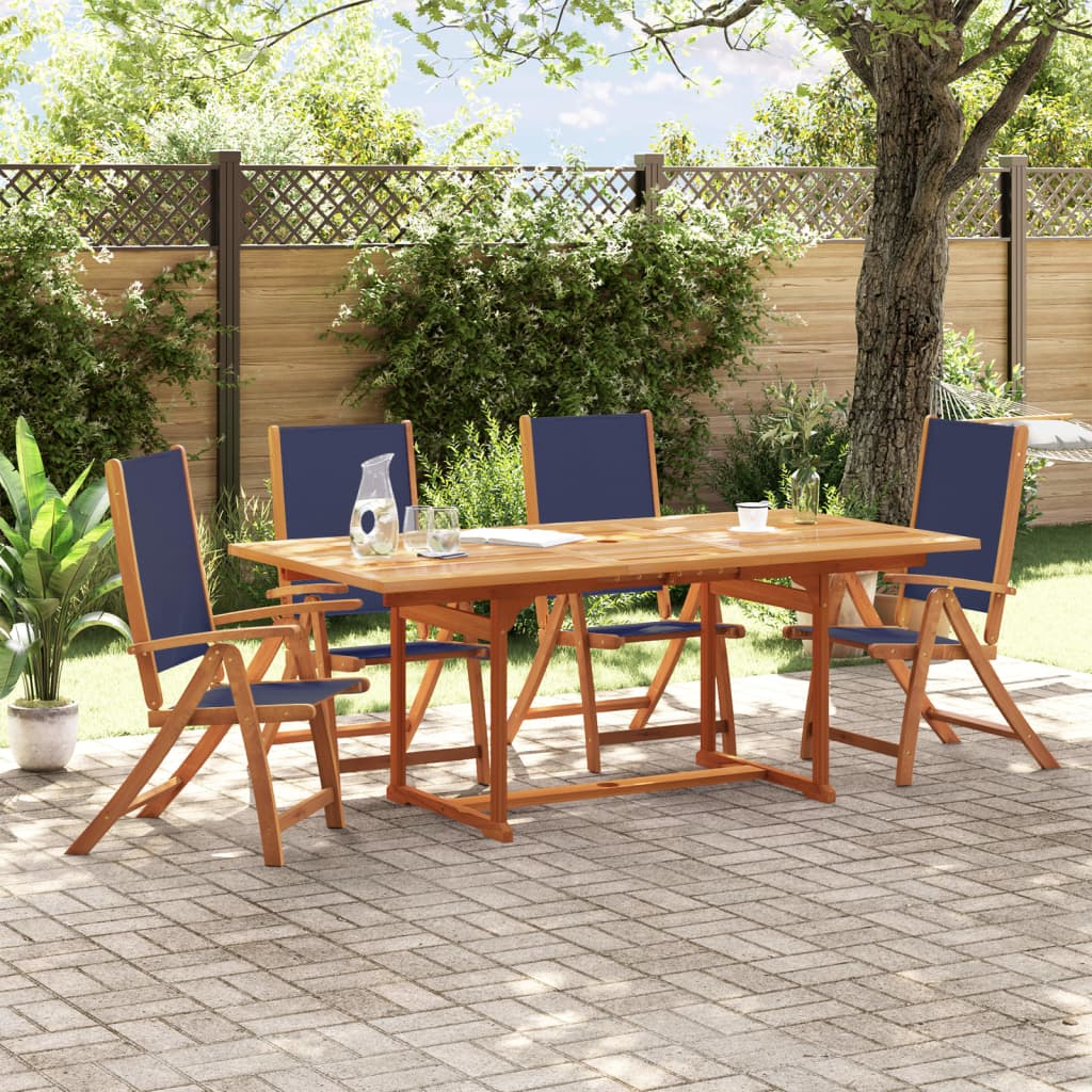 Set Pranzo Da Giardino 5pz Legno Massello Di Acacia E Textilene