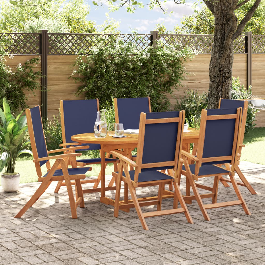 Set Pranzo Da Giardino 7pz Legno Massello Di Acacia E Textilene