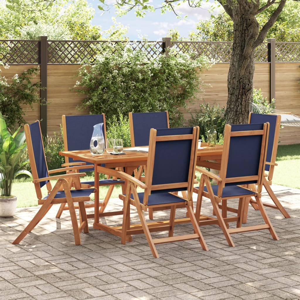 Set Pranzo Da Giardino 7pz Legno Massello Di Acacia E Textilene