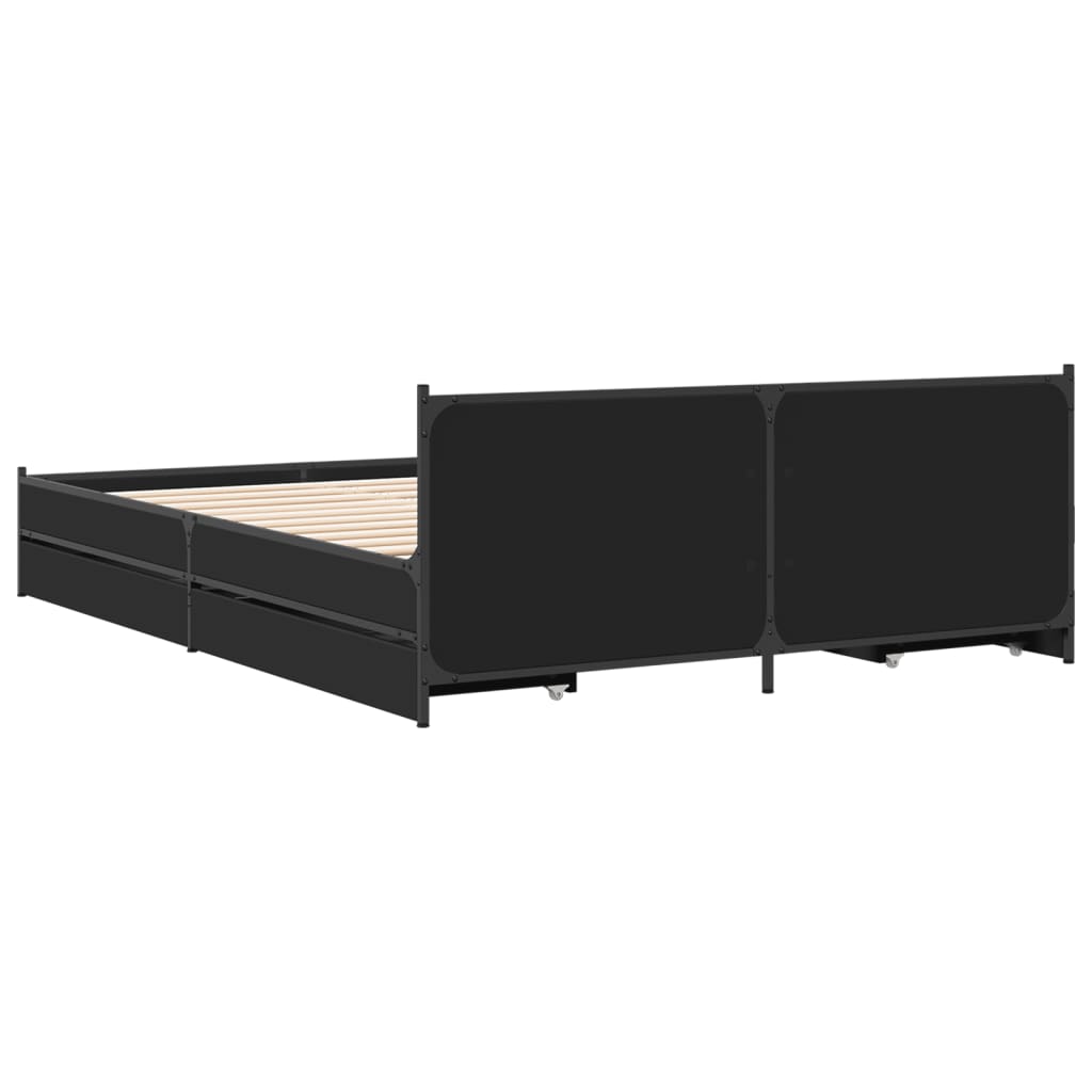 Giroletto Con Cassetti Nero 135x190 Cm In Legno Multistrato - Image 6