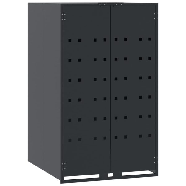 Copribidone Con Ruote 6 Bidoni Antracite 414x79x117cm Acciaio - Image 4