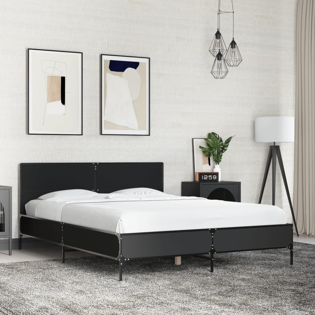 Giroletto Nero 120x200 Cm In Legno Multistrato E Metallo