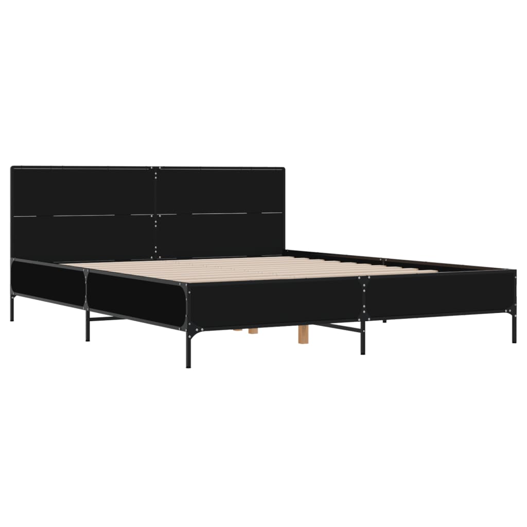 Giroletto Nero 140x200 Cm In Legno Multistrato E Metallo - Image 3