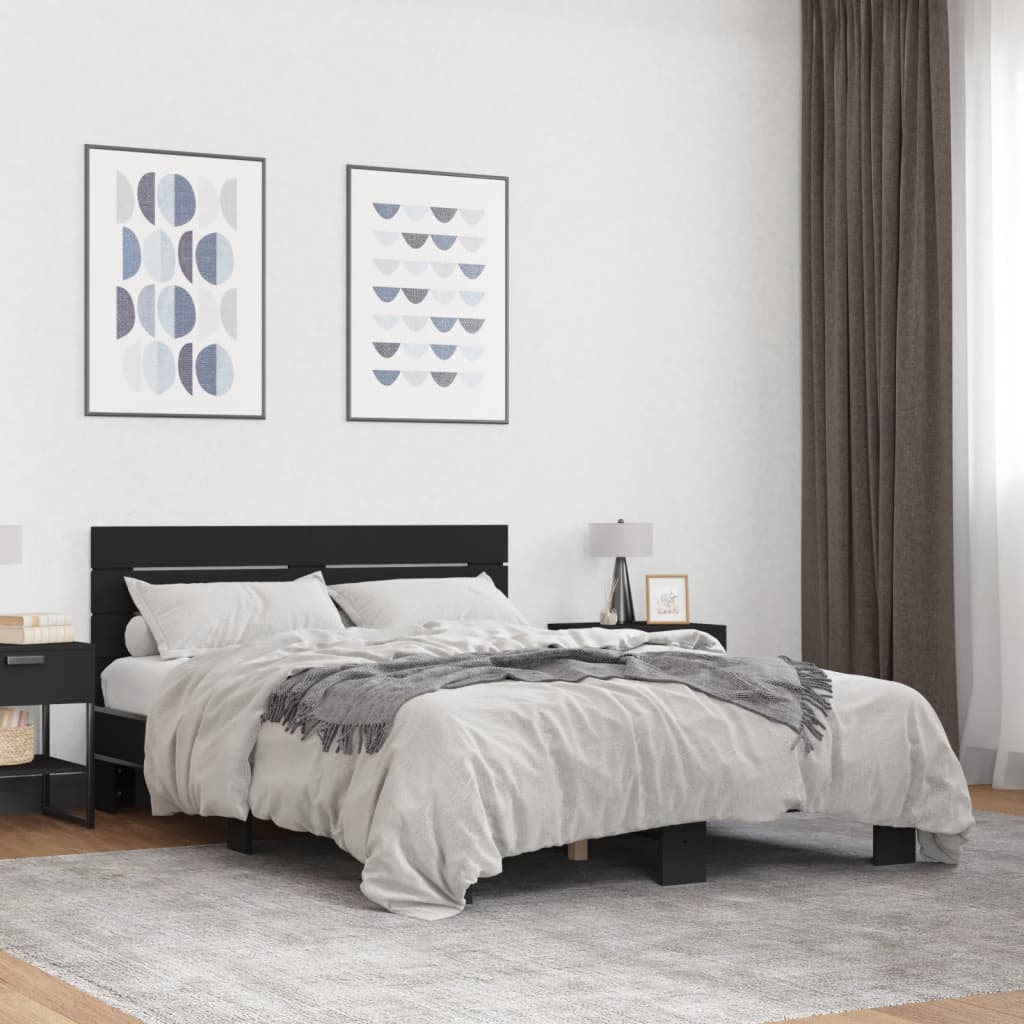 Giroletto Nero 120x200 Cm In Legno Multistrato E Metallo