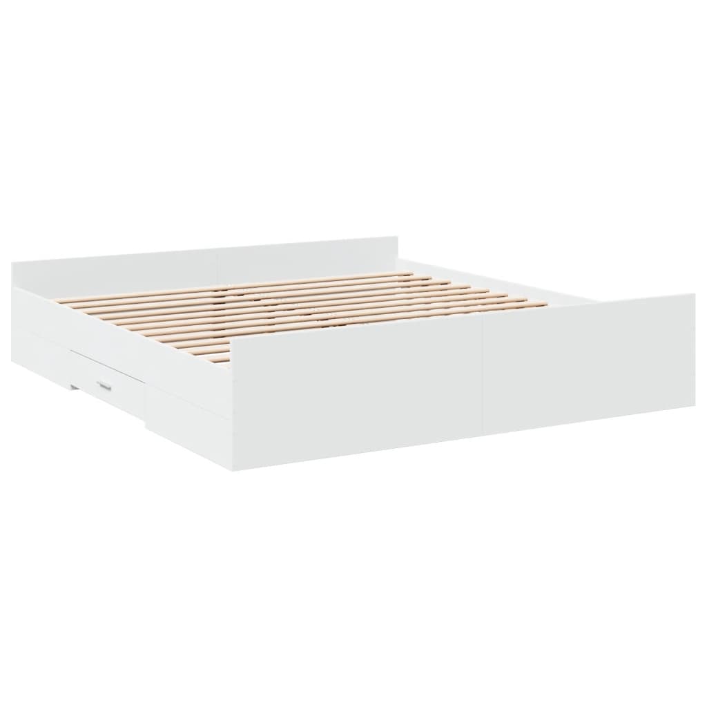 Giroletto Con Cassetti Bianco 200x200 Cm In Legno Multistrato - Image 3