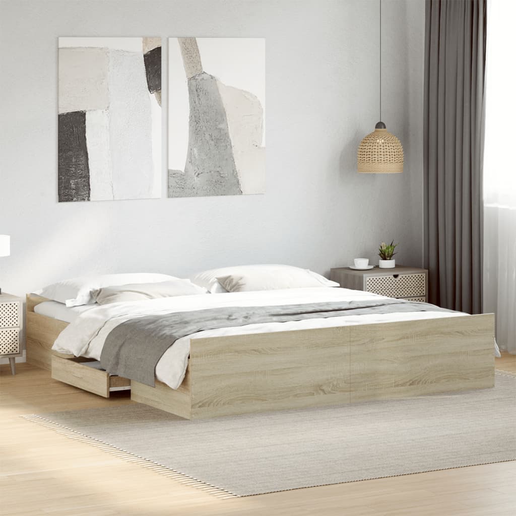 Giroletto Cassetti Rovere Sonoma 200x200 Cm Legno Multistrato