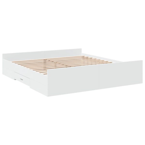 Giroletto Con Cassetti Bianco 180x200 Cm In Legno Multistrato - Image 6