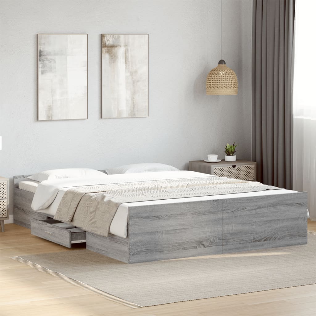 Giroletto Cassetti Grigio Sonoma 150x200 Cm Legno Multistrato