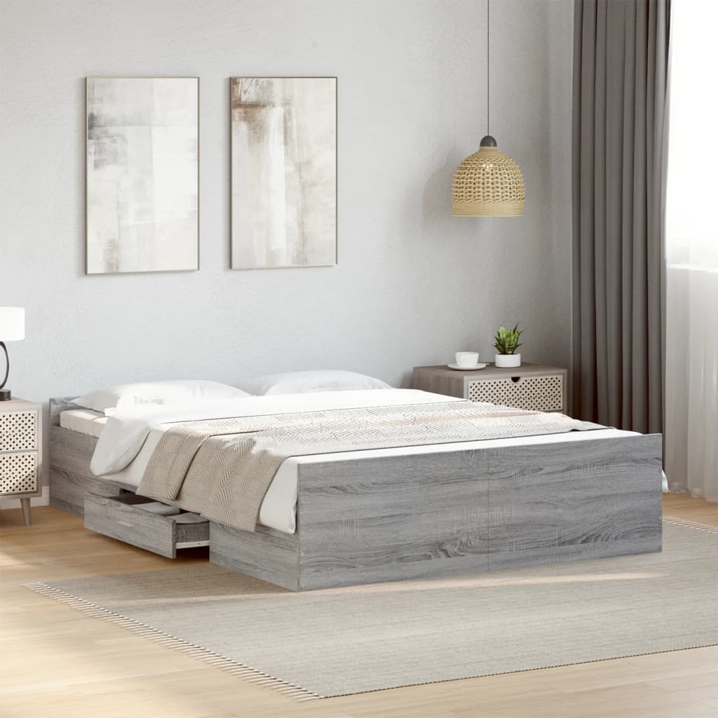 Giroletto Cassetti Grigio Sonoma 120x200 Cm Legno Multistrato