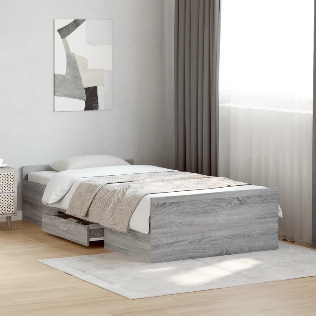 Giroletto Cassetti Grigio Sonoma 90x190 Cm Legno Multistrato