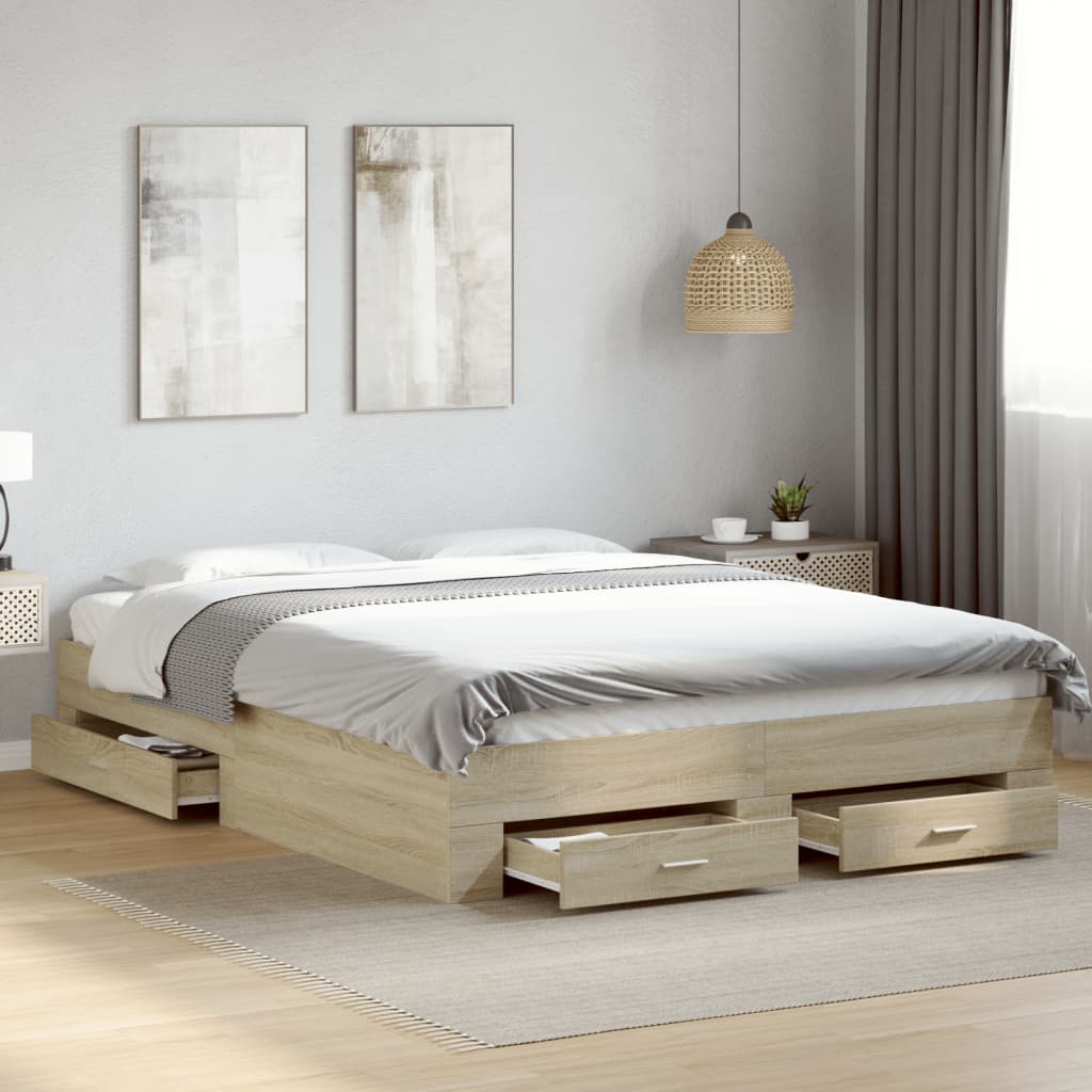 Giroletto Cassetti Rovere Sonoma 160x200 Cm Legno Multistrato