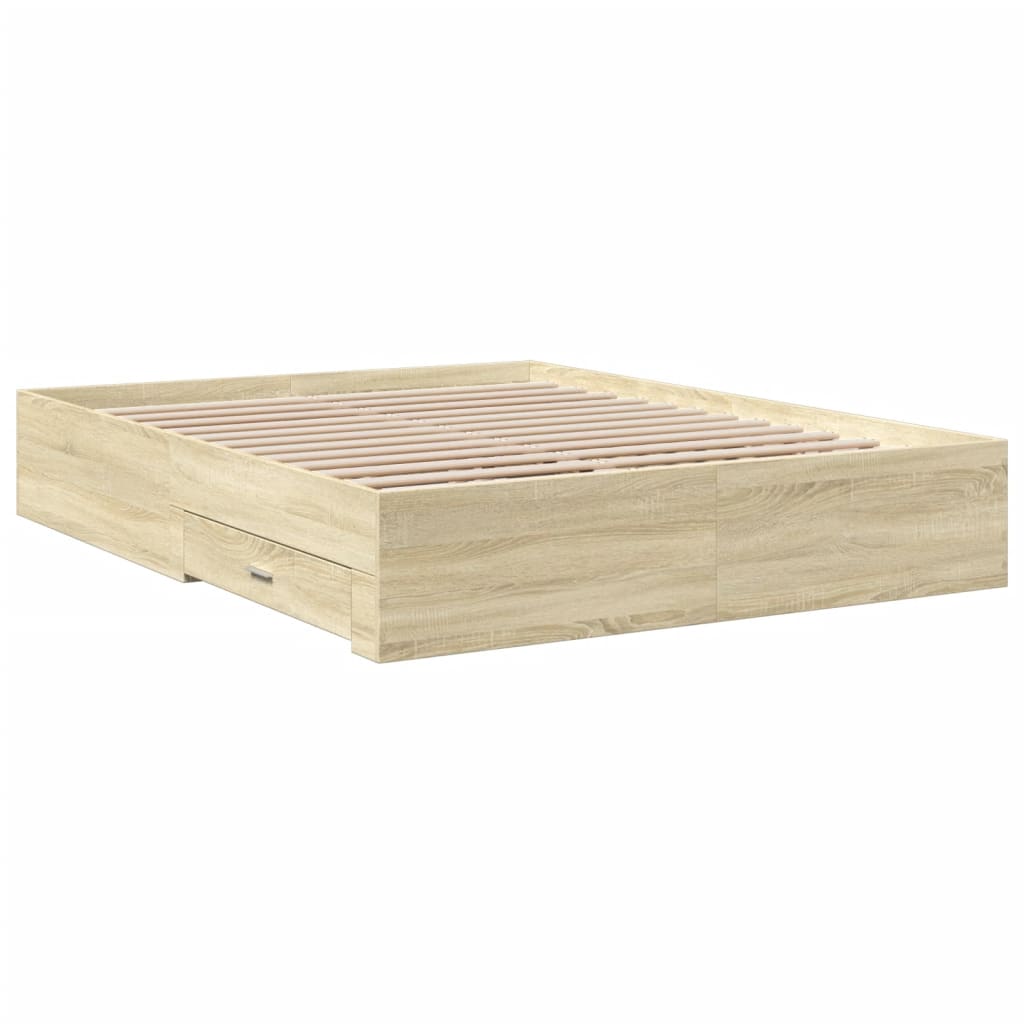 Giroletto Cassetti Rovere Sonoma 160x200 Cm Legno Multistrato - Image 3