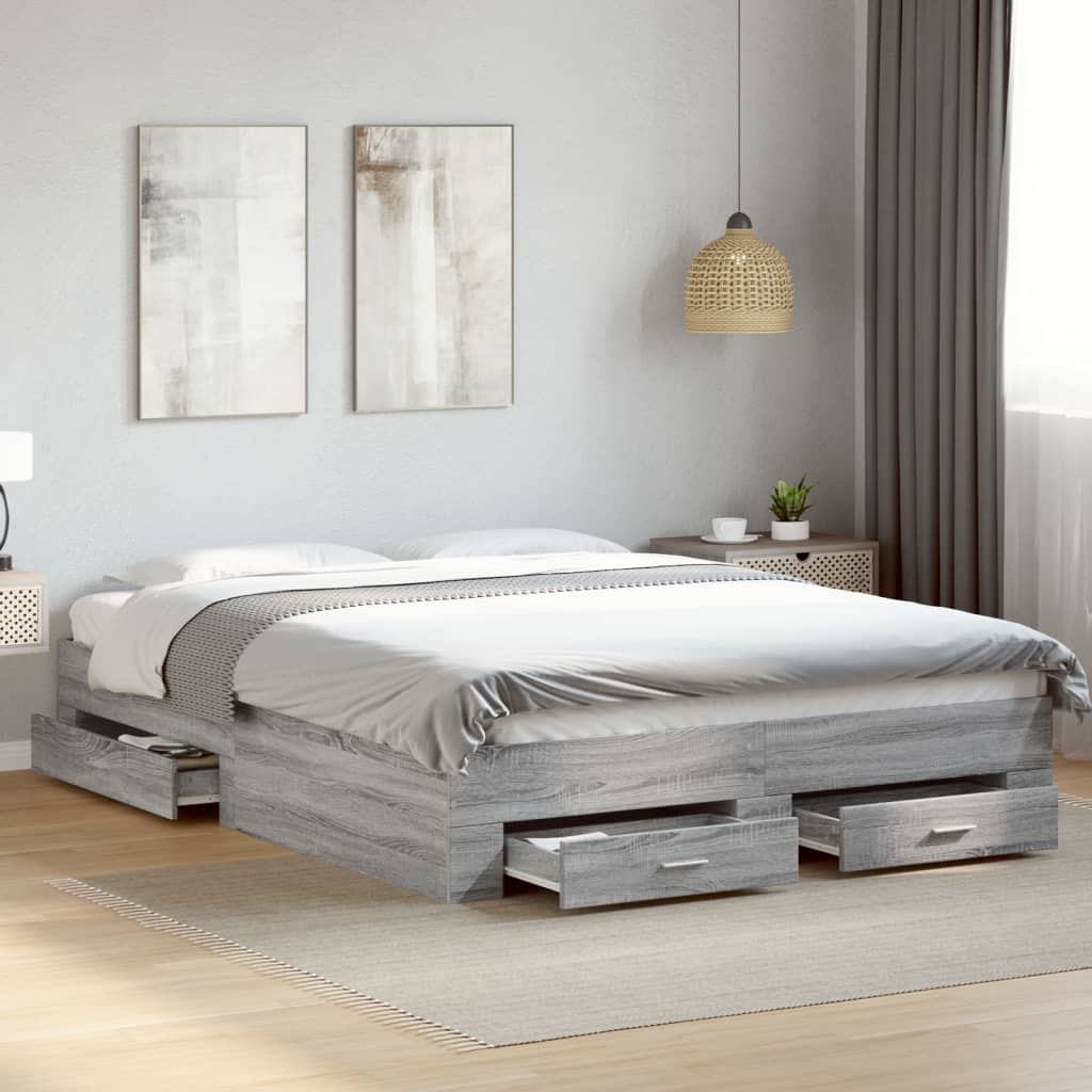 Giroletto Cassetti Grigio Sonoma 140x200 Cm Legno Multistrato