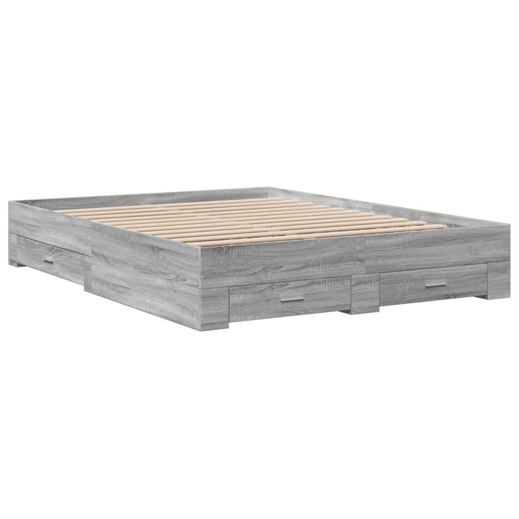 Giroletto Cassetti Grigio Sonoma 140x200 Cm Legno Multistrato - Image 3