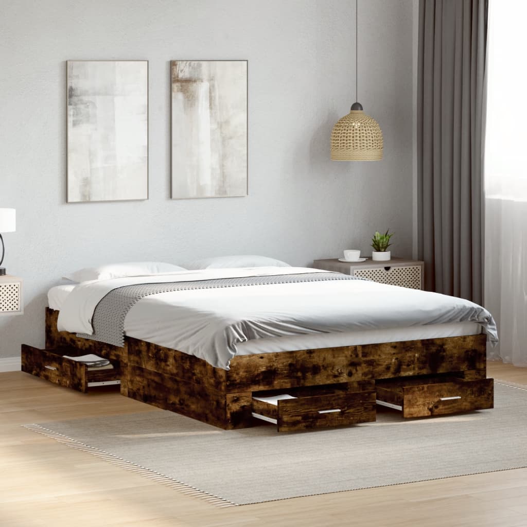 Giroletto Con Cassetti Rovere Fumo 120x200 Cm Legno Multistrato