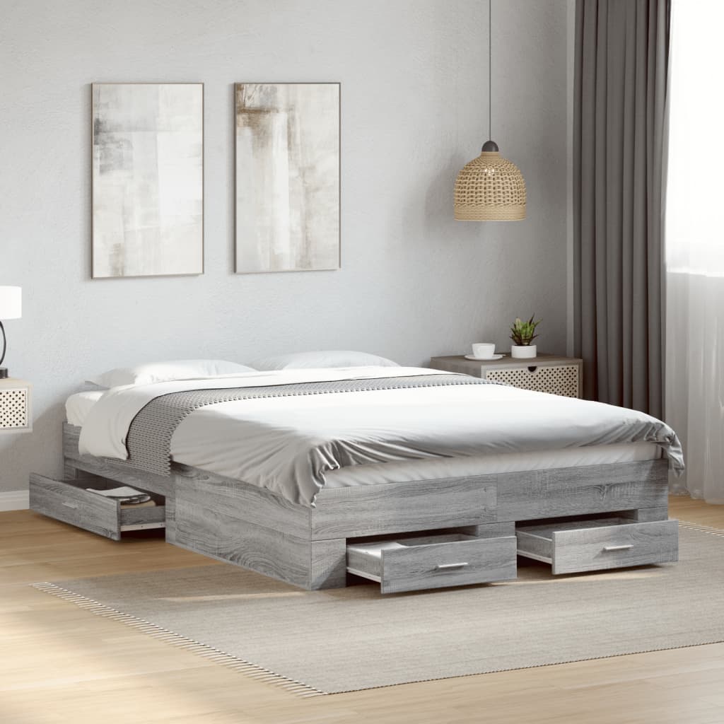 Giroletto Cassetti Grigio Sonoma 120x200 Cm Legno Multistrato
