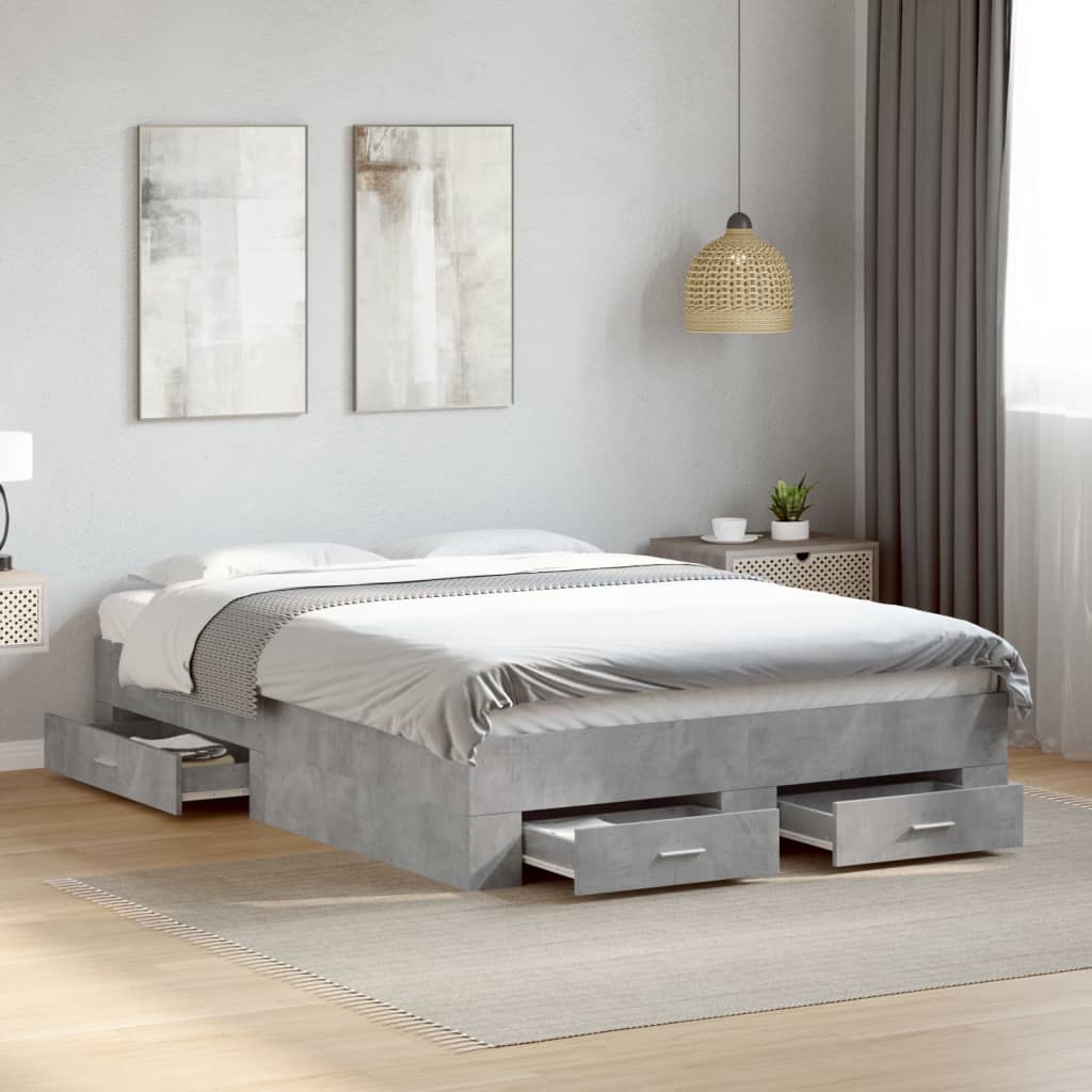 Giroletto Cassetti Grigio Cemento 120x190 Cm Legno Multistrato