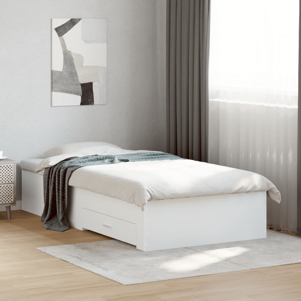 Giroletto Con Cassetti Bianco 100x200 Cm In Legno Multistrato