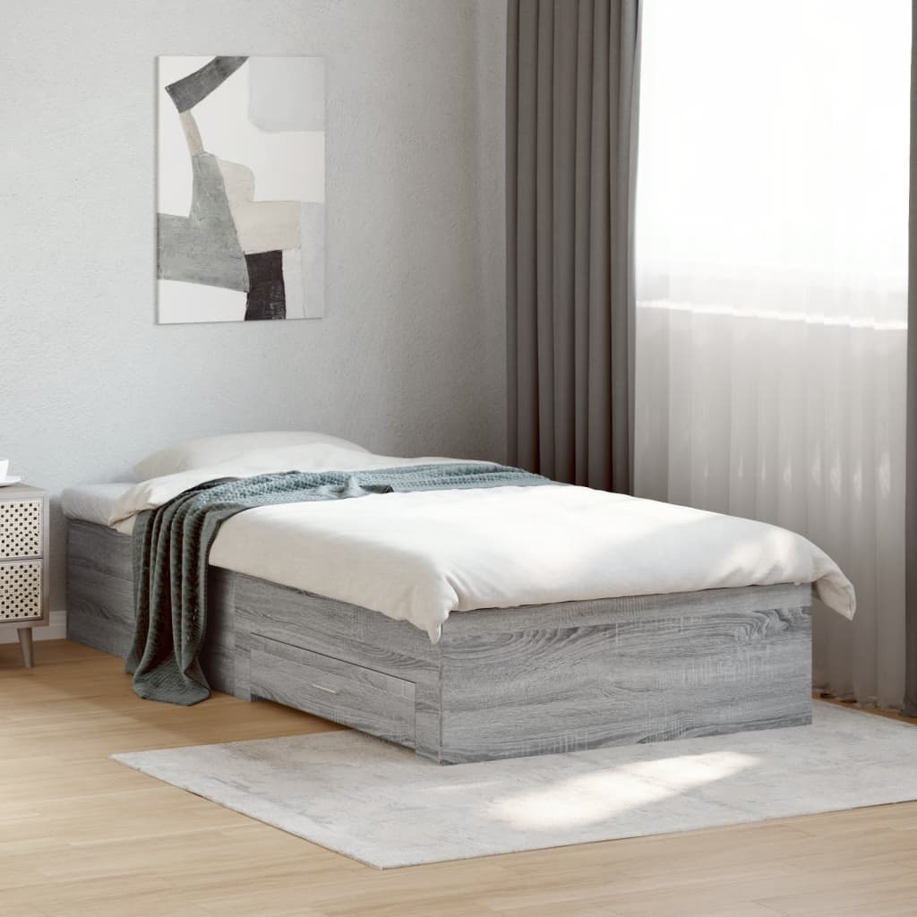 Giroletto Cassetti Grigio Sonoma 90x200 Cm Legno Multistrato