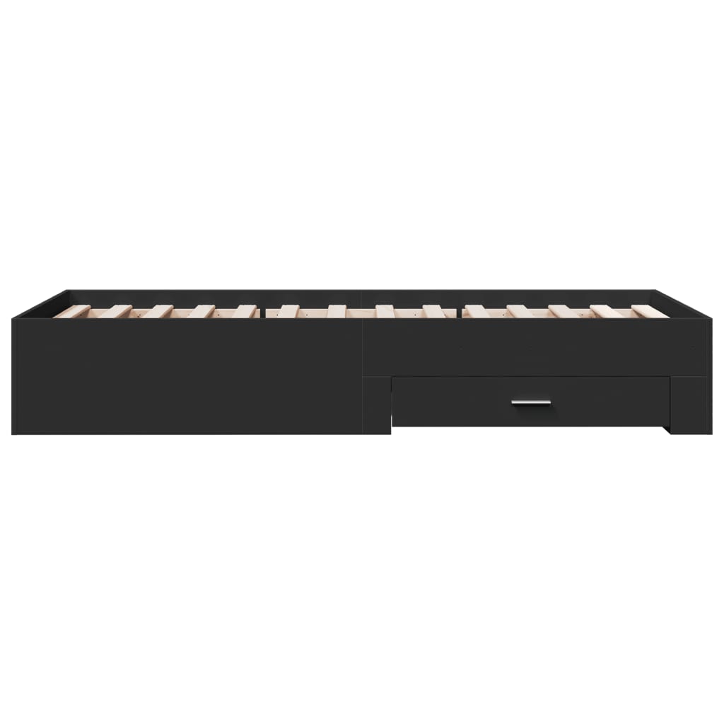 Giroletto Con Cassetti Nero 90x190 Cm In Legno Multistrato - Image 5