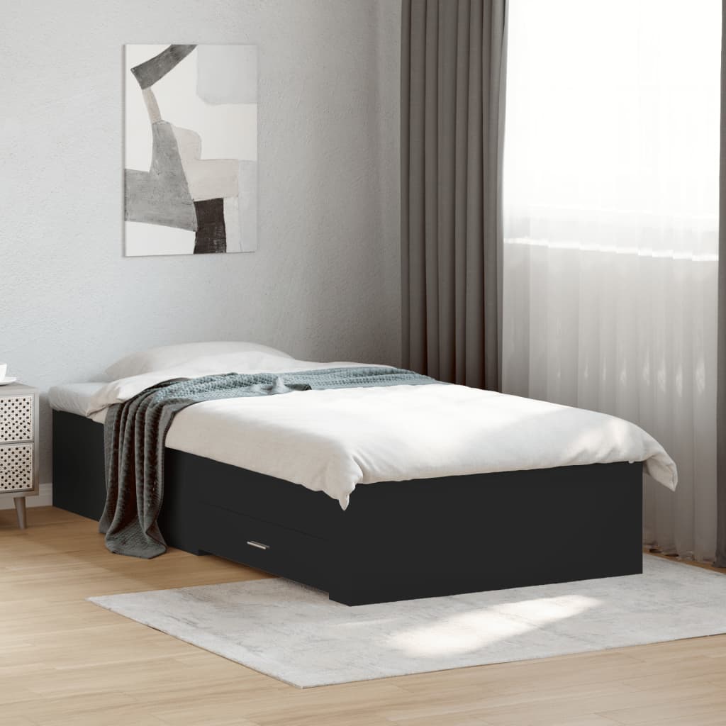 Giroletto Con Cassetti Nero 75x190 Cm In Legno Multistrato