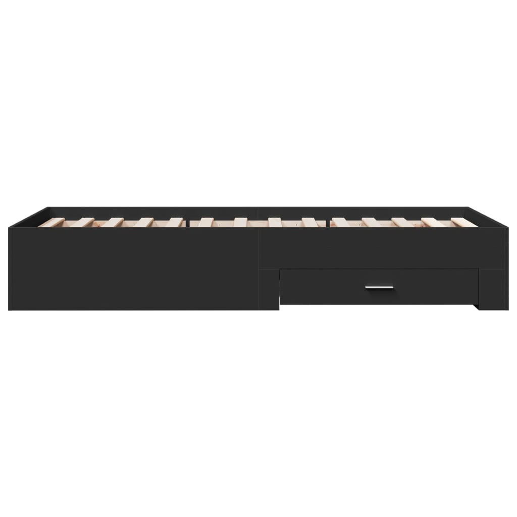 Giroletto Con Cassetti Nero 75x190 Cm In Legno Multistrato - Image 5